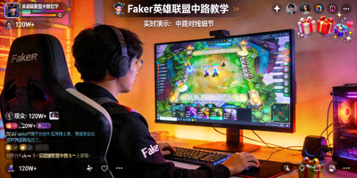 Faker英雄联盟中路教学直播画面，传奇中单选手实时演示