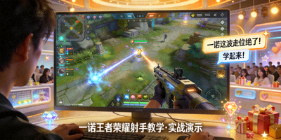 一诺王者荣耀射手教学直播画面，明星射手选手实战演示